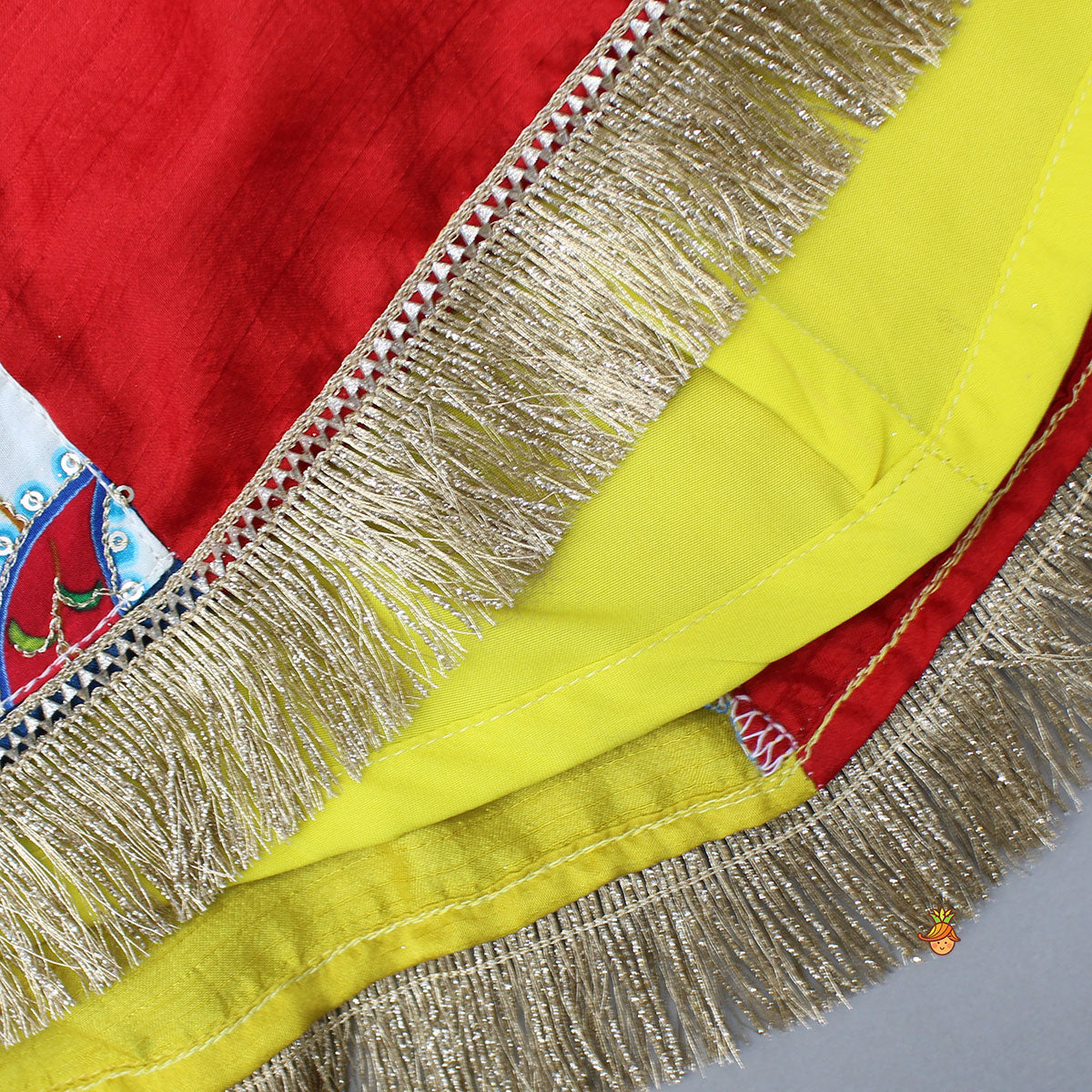 Vibrant Cowrie Shells Adorned Top With Multicolour Lehenga And Dupatta