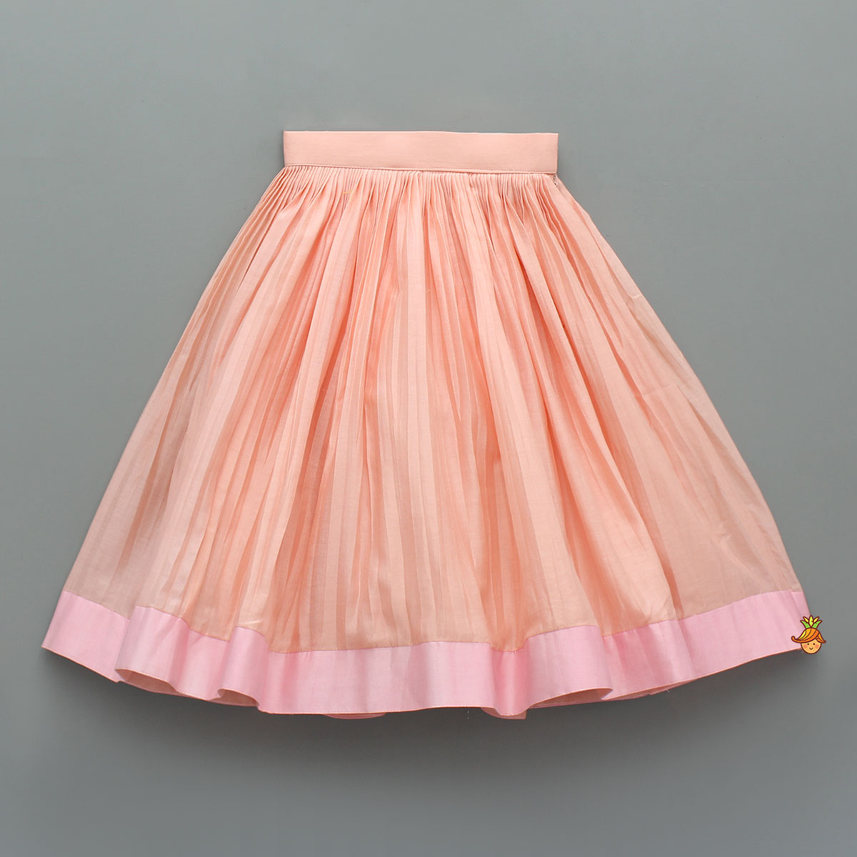 Halter Neck Floral Embroidered Peach Top With Pleat Detailed Lehenga