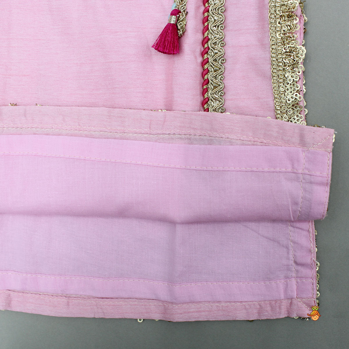 Elegant Lace Adorned Kurti With Matching Pant And Dupatta