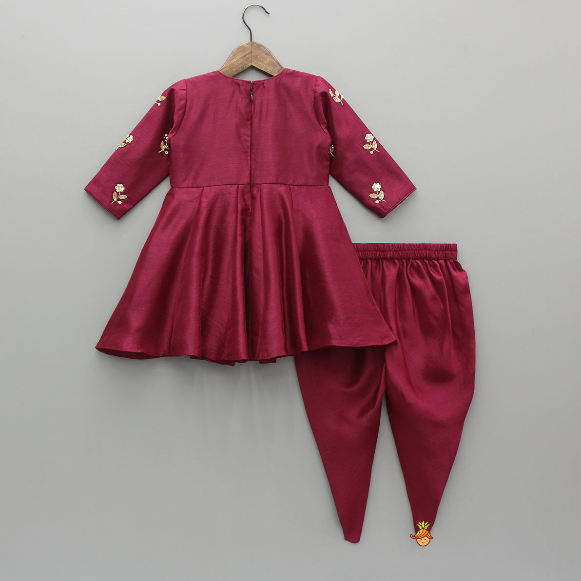 Faux Jacket Style Yoke Embroidered Kurti With Tulip Style Dhoti