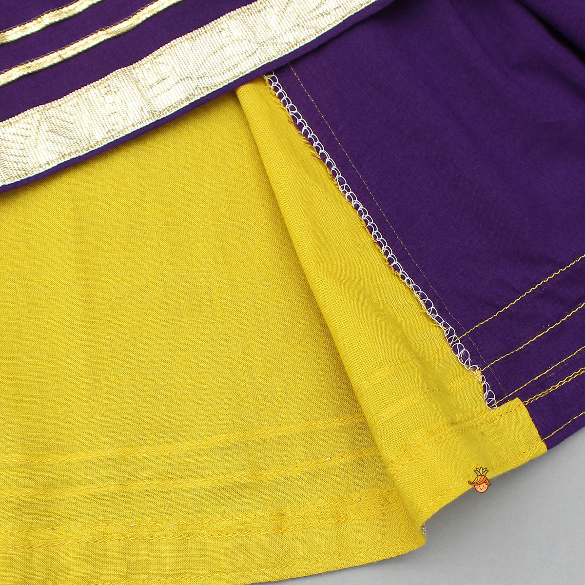 Mirror Work Halter Neck Top And Colour-Block Lehenga