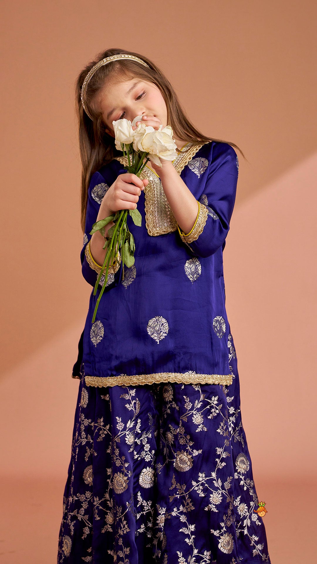 Beautiful Lace Adorned Kurti With Floral Palazzo And Dupatta