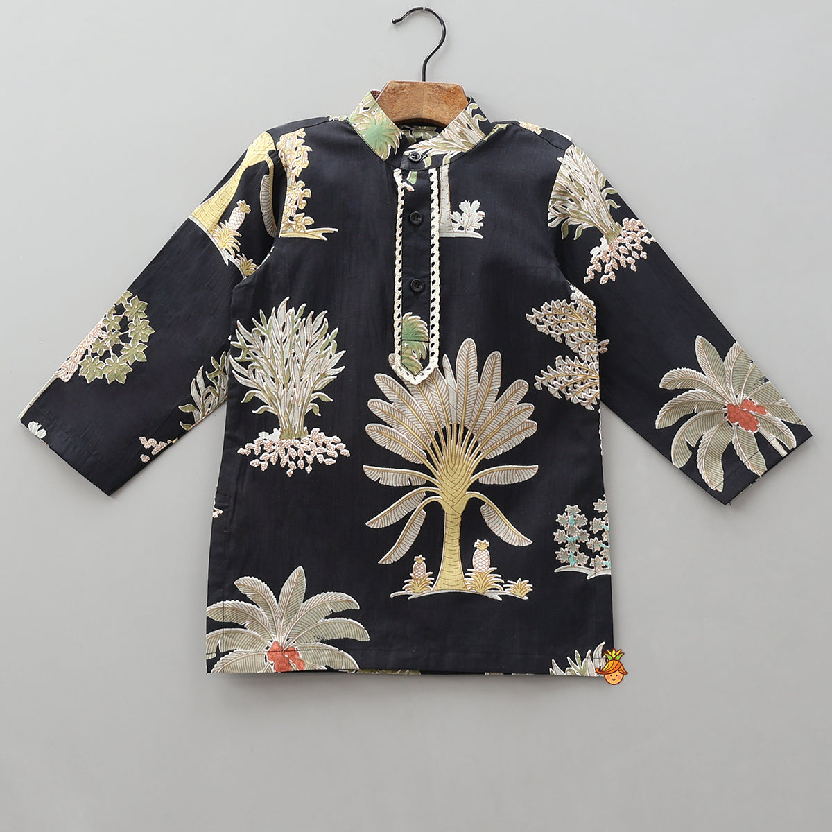 Trees Printed Front Placket Kurta With Pyjama