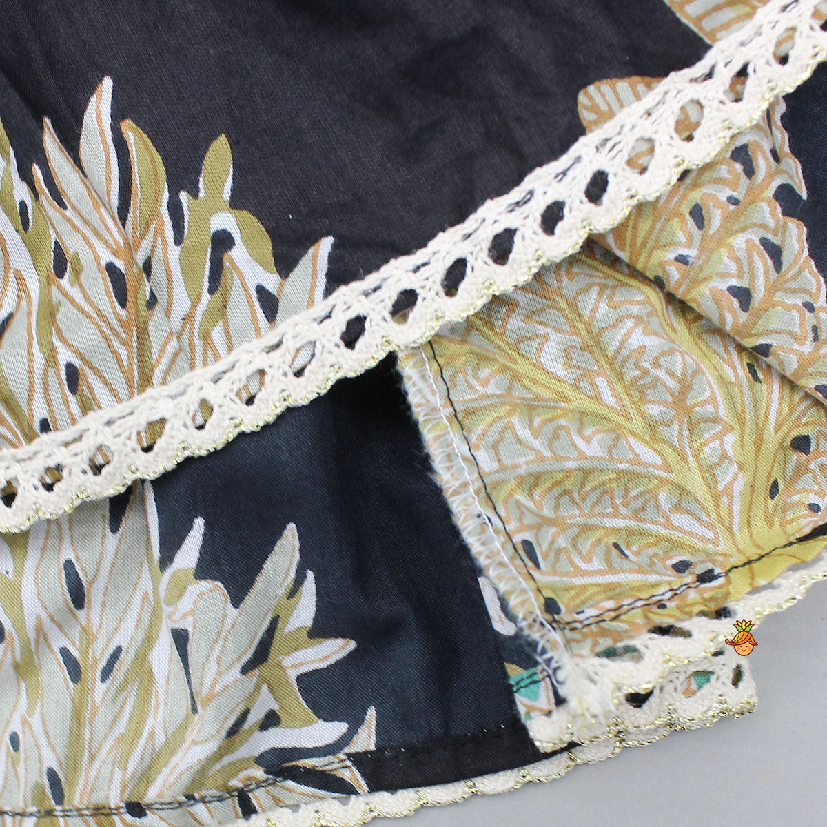 Floral Lace-Detail Halter Neck Kurti And Sharara