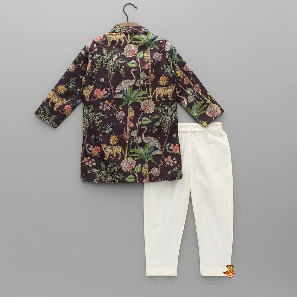 Jungle Printed Jacket Style Ethnic Kurta With Pyjama