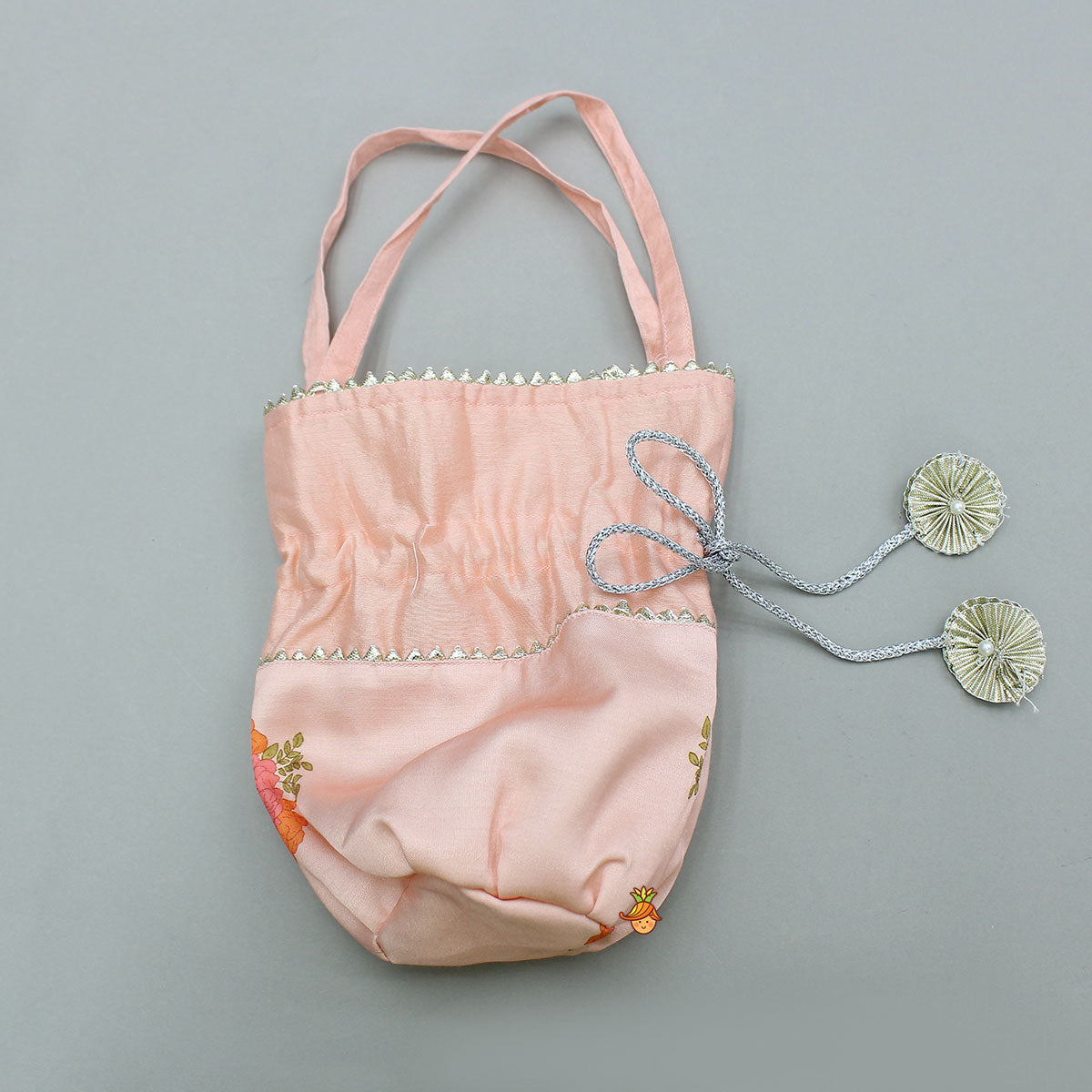 Faux Mirror Embellished Stylish Sleeveless Top With Palazzo And Potli Bag