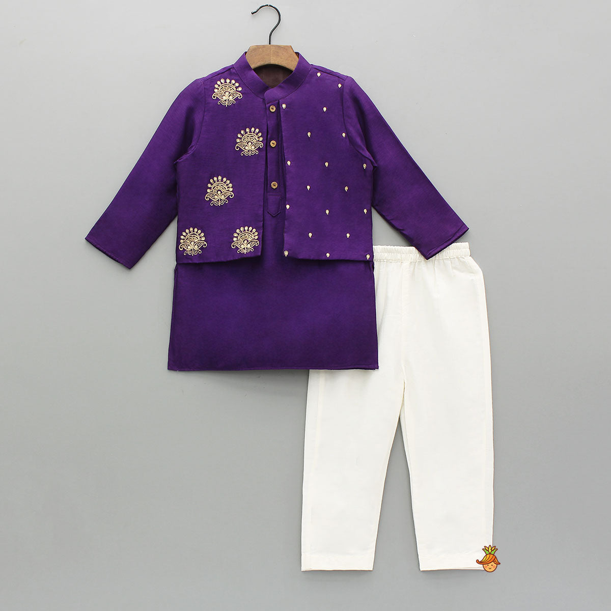 Faux Jacket Style Sequin Embroidered Kurta With Pyjama
