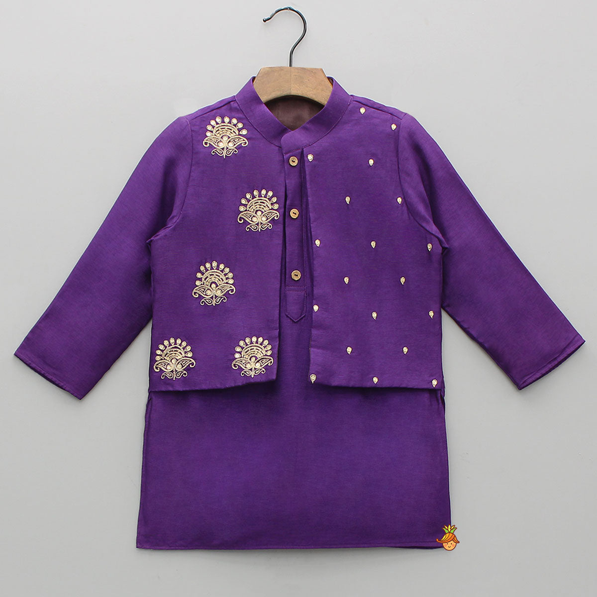 Faux Jacket Style Sequin Embroidered Kurta With Pyjama