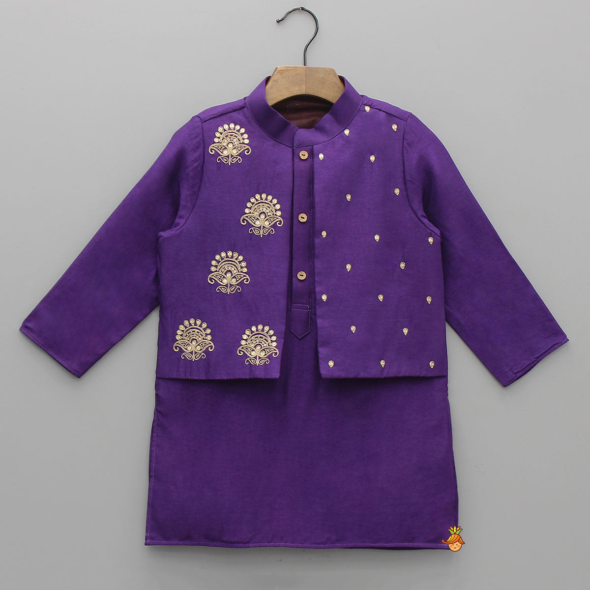 Faux Jacket Style Sequin Embroidered Kurta With Pyjama