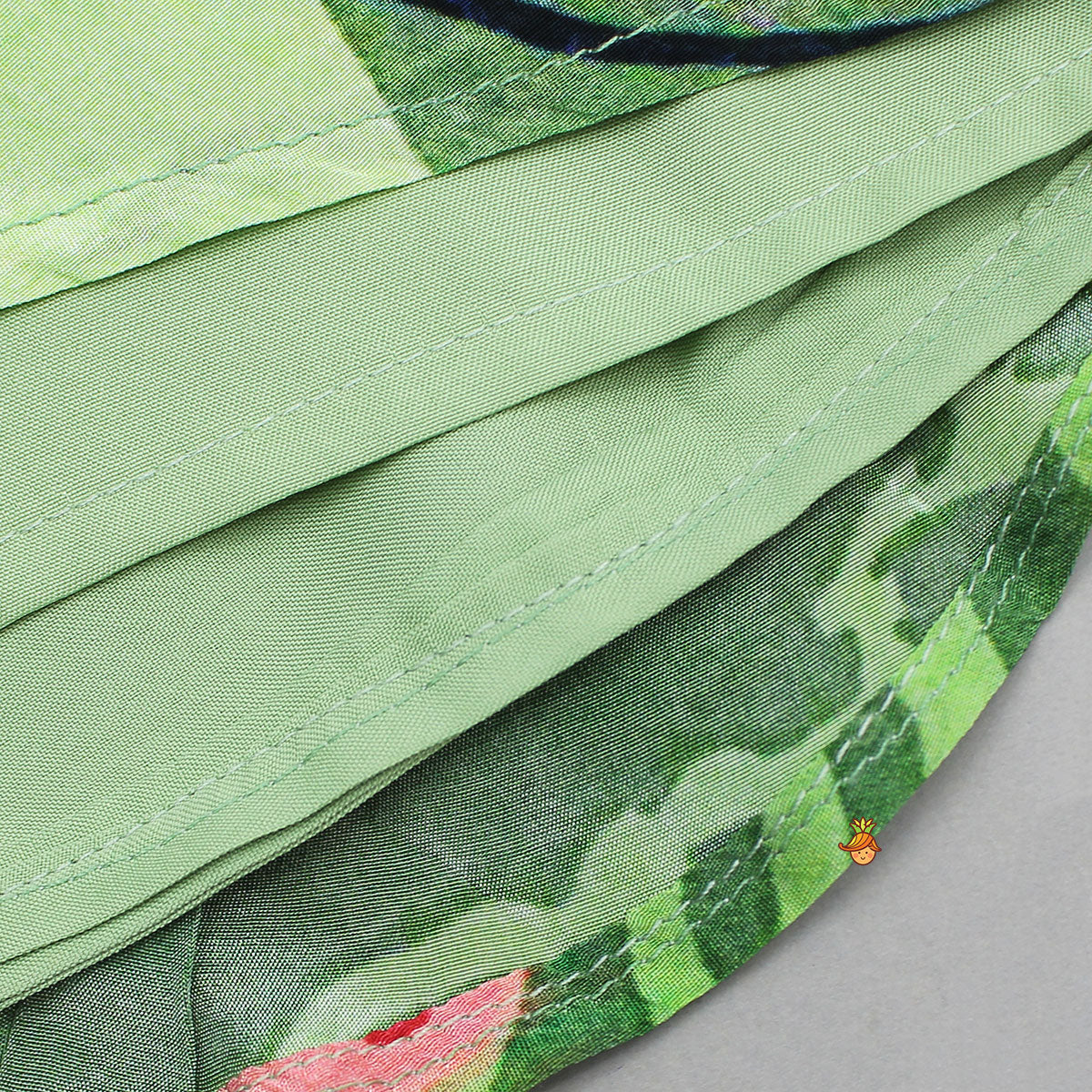 Exquisite One Shoulder Multicolour Printed Dress With Heart Embroidered Belt