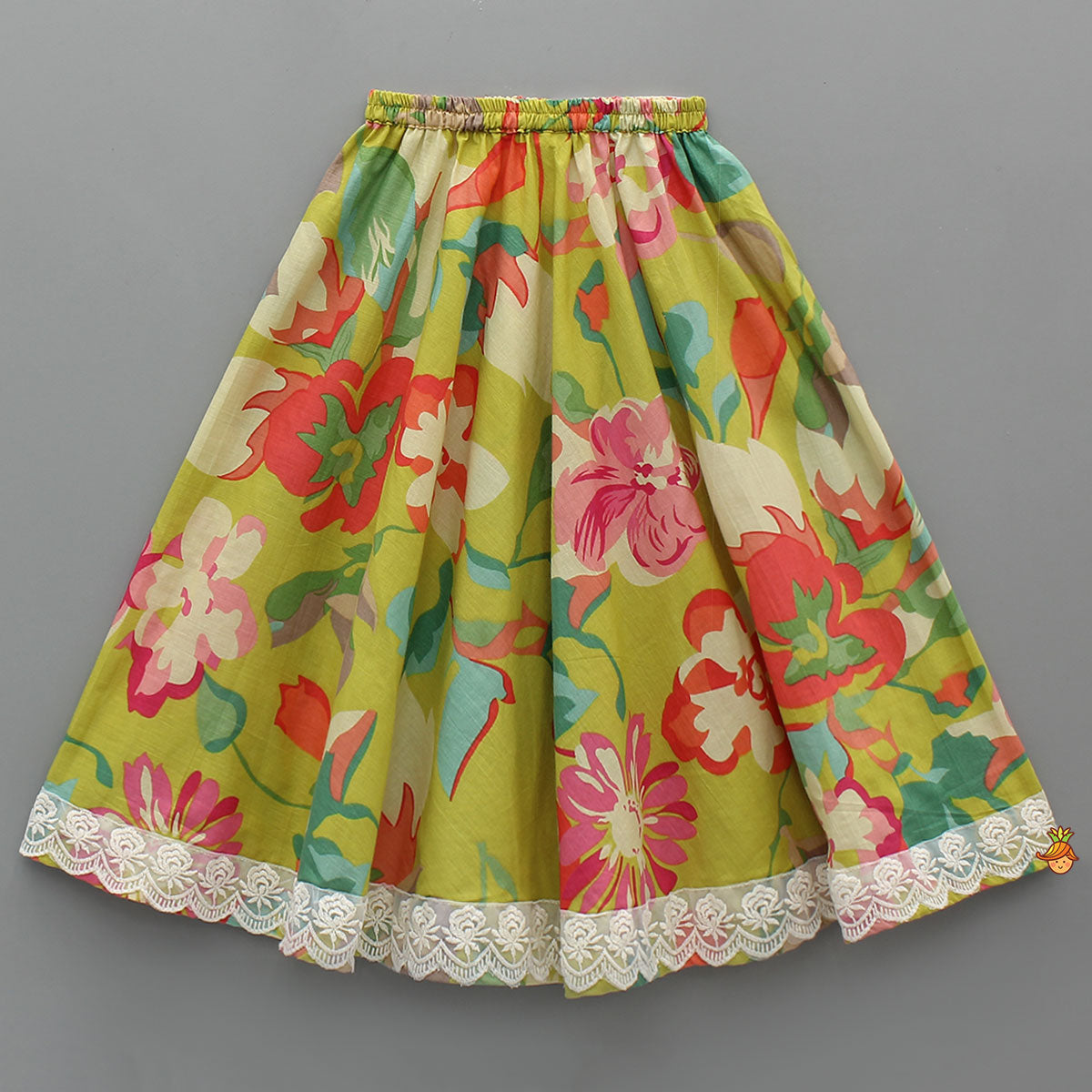 Floral Printed Knot-Designed Top And Lehenga