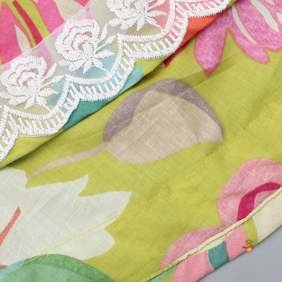 Floral Printed Knot-Designed Top And Lehenga