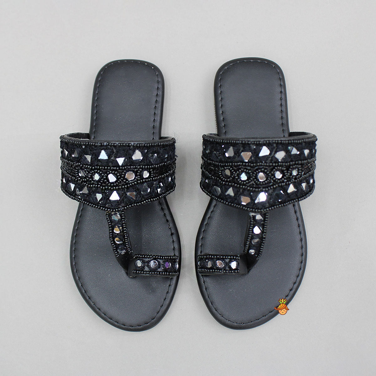 Mirror Embroidered Bead Detailed Ethnic Flats