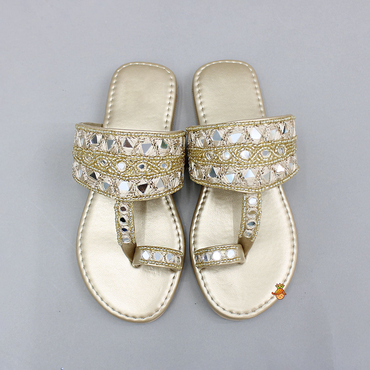 Festive Mirror Embroidered Bead Detailed Ethnic Flats