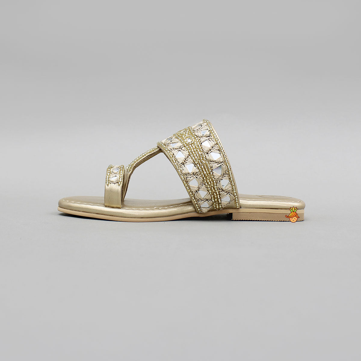 Festive Mirror Embroidered Bead Detailed Ethnic Flats