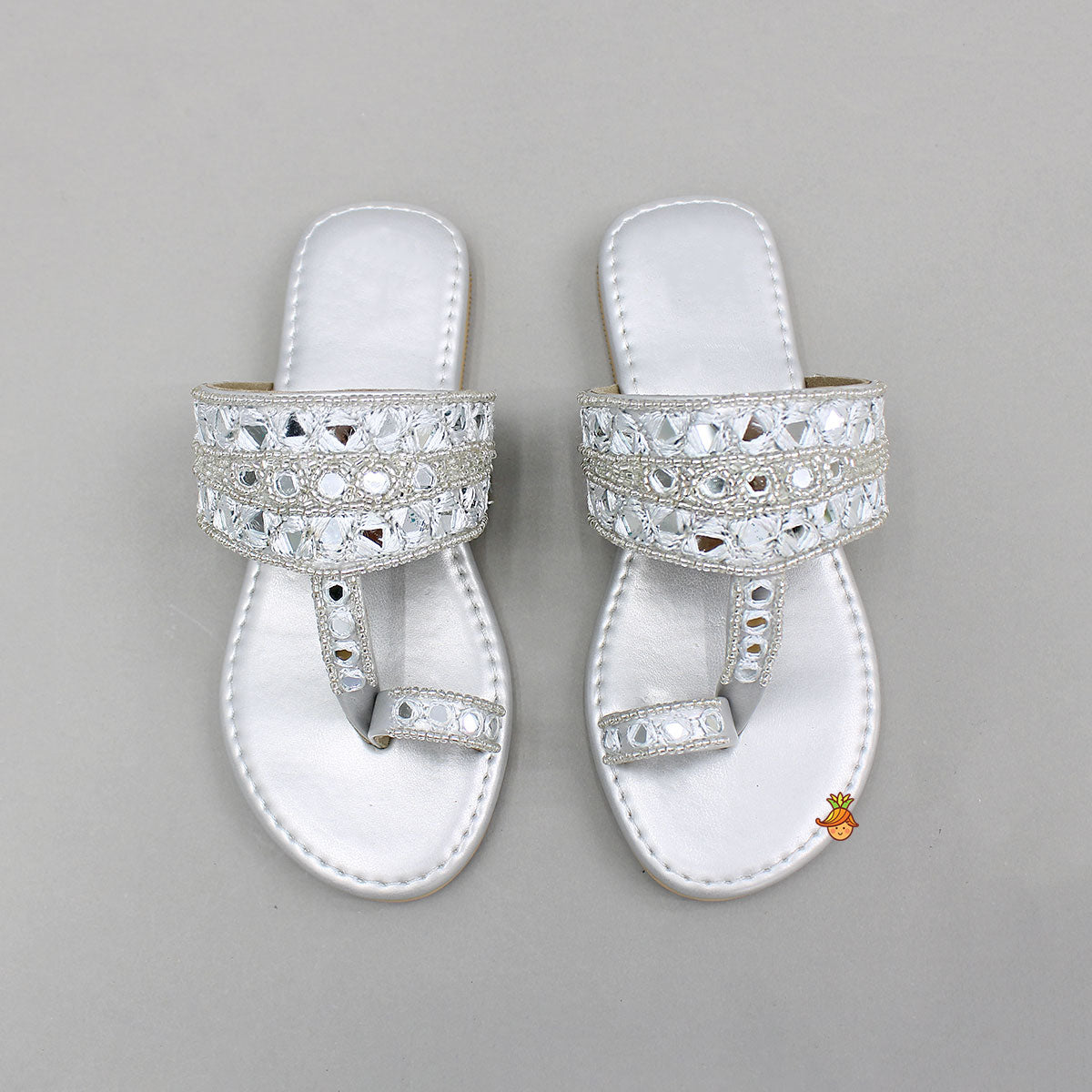 Elegant Mirror Embroidered Bead Detailed Ethnic Flats