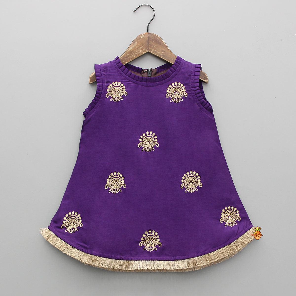 Sequin Embroidered Pleat Detailed Kurti With Sharara And Dupatta