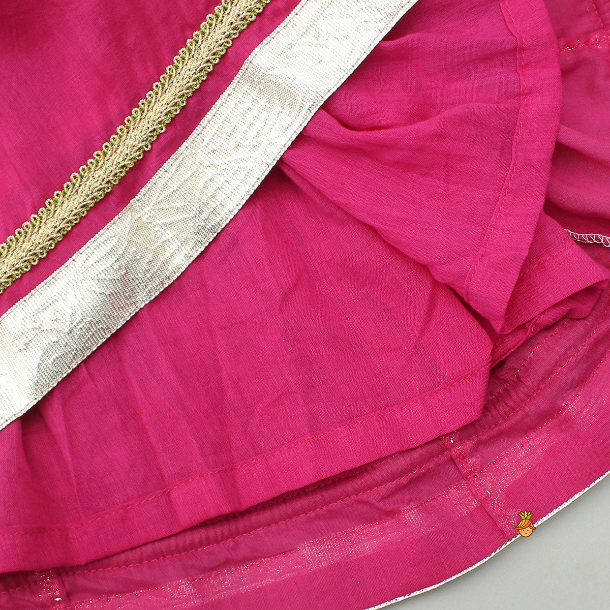 Floral Lace-Work Ethnic Kurti And Printed Dhoti
