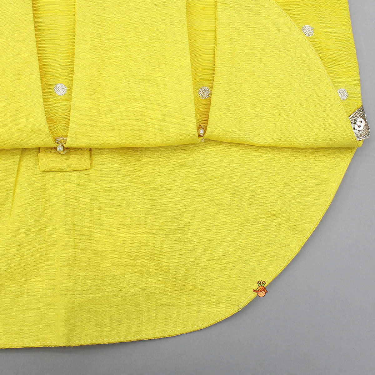 Curved Hem V-Neck Top With Brocade Palazzo And Dual-Tone Dupatta