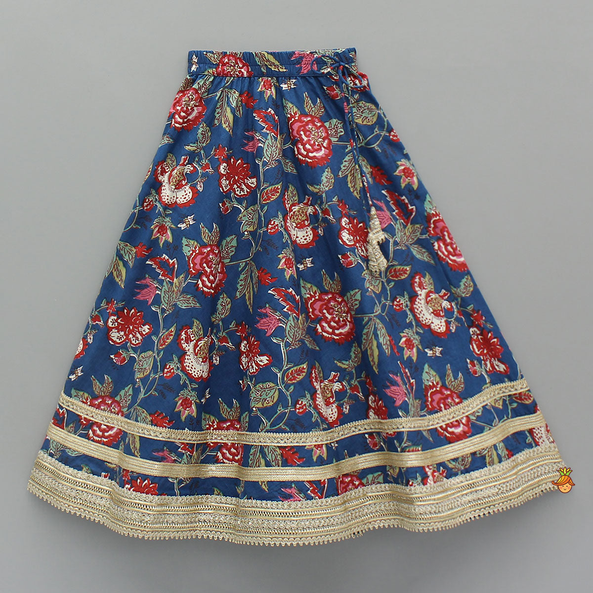Floral Printed Halter Neck Cotton Top With Floral Printed Lehenga