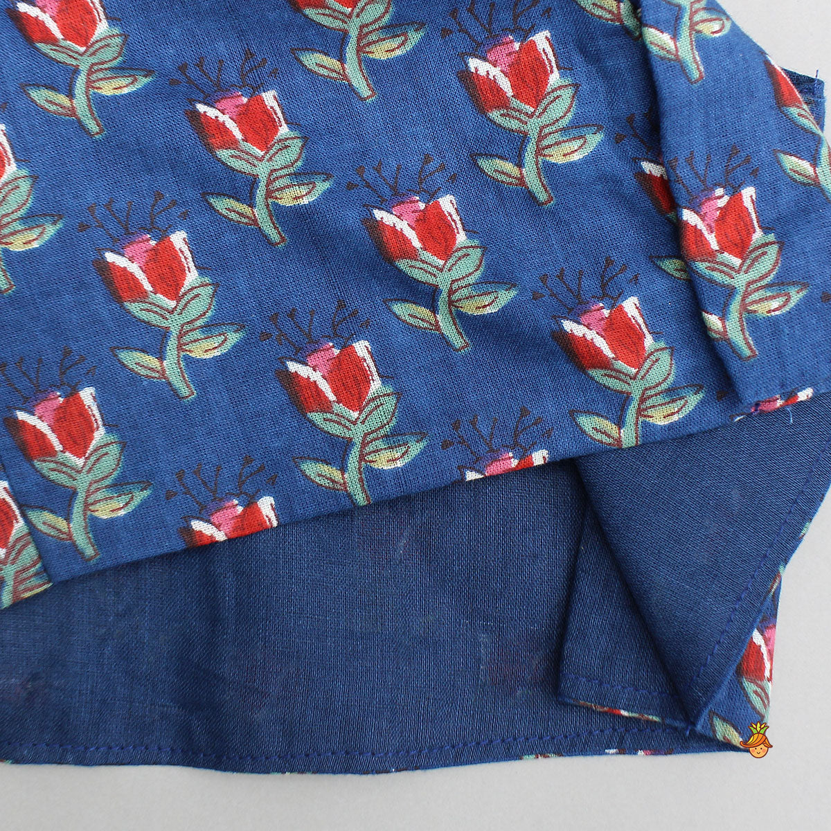 Floral Printed Halter Neck Cotton Top With Floral Printed Lehenga
