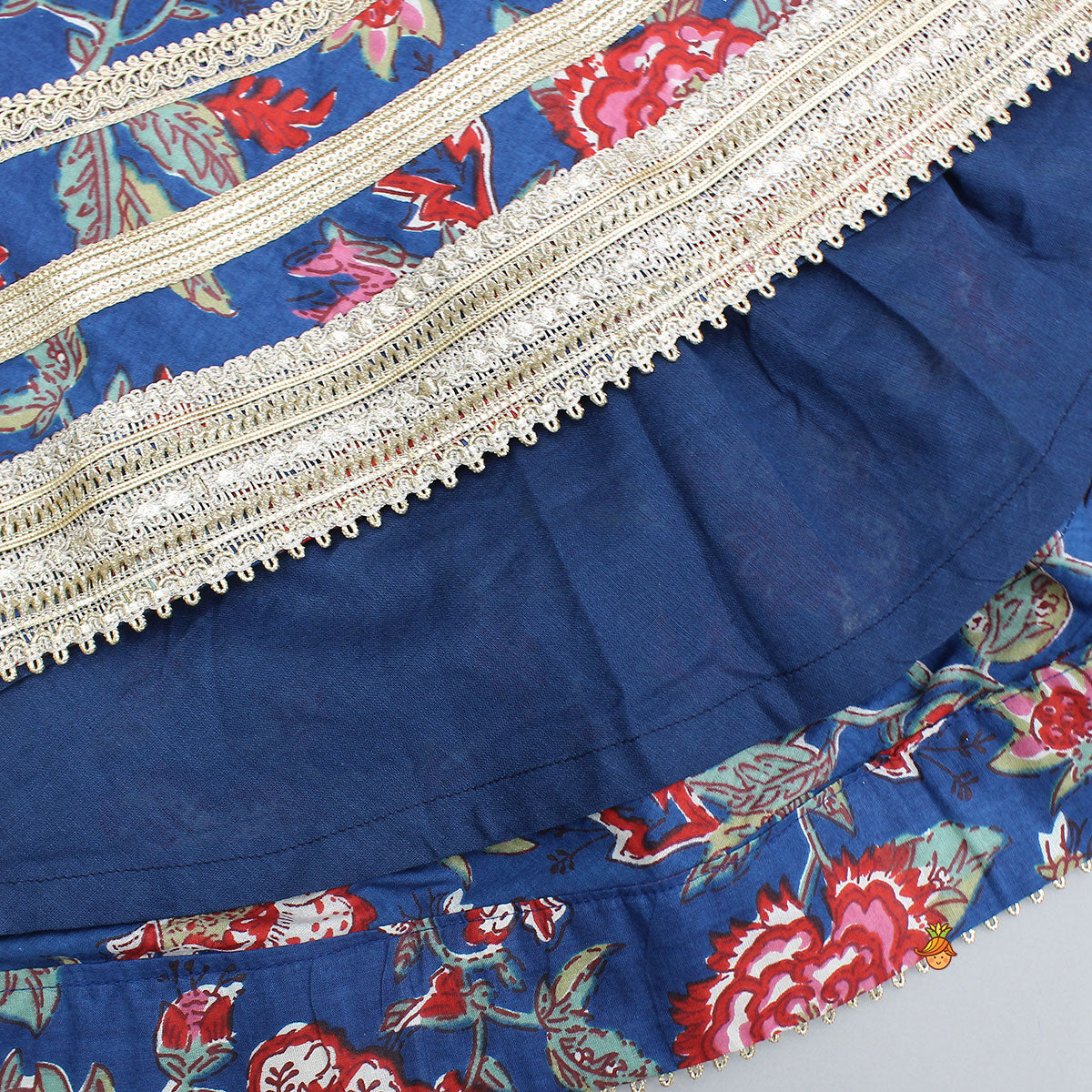 Floral Printed Halter Neck Cotton Top With Floral Printed Lehenga
