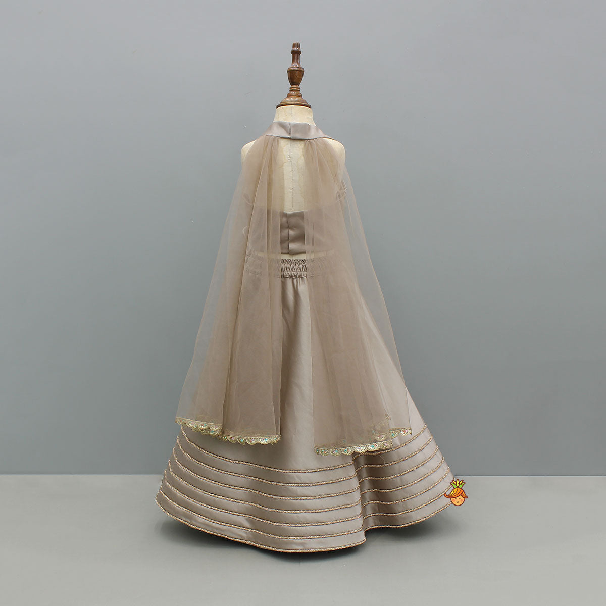 Stylish Halter Neck Cape Top And Lehenga