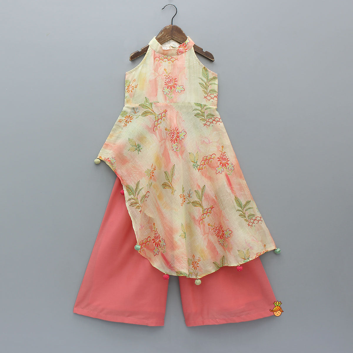 Stylish Asymmetric Sleeveless Kurti With Palazzo
