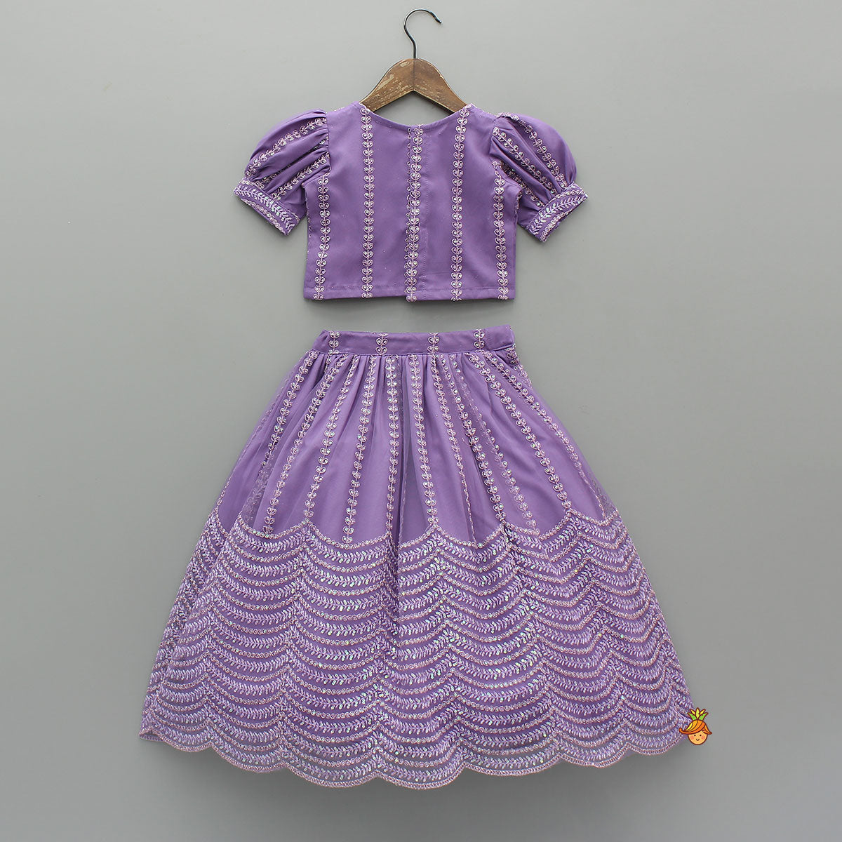 Sequin-Embroidered Glittery Top And Lehenga