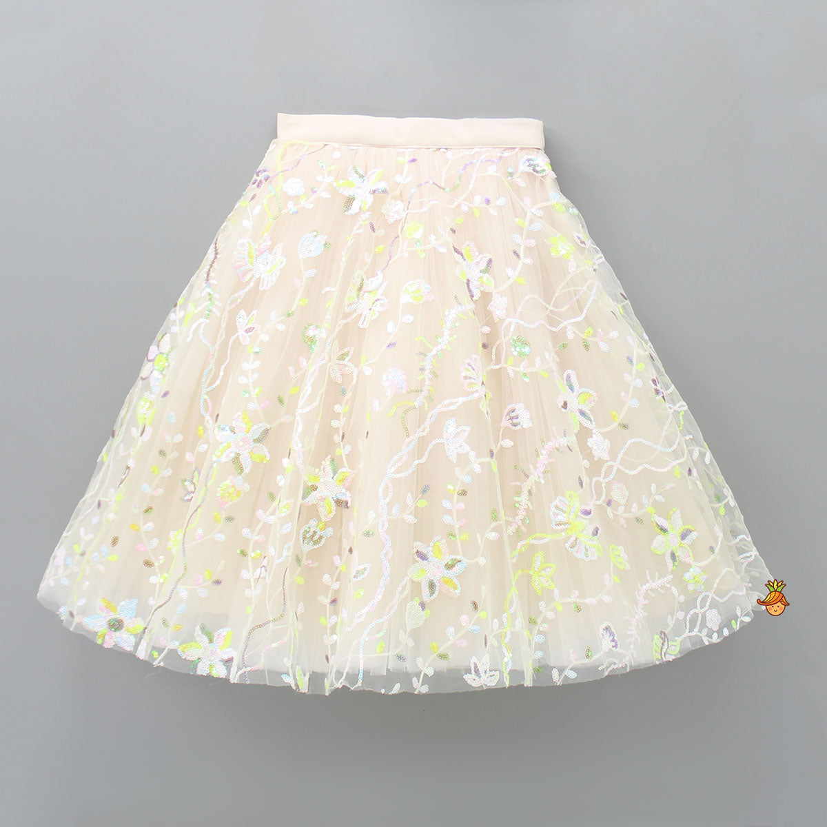 Spaghetti Straps Top And Net Embroidered Lehenga With Dual Tone Stylish Dupatta