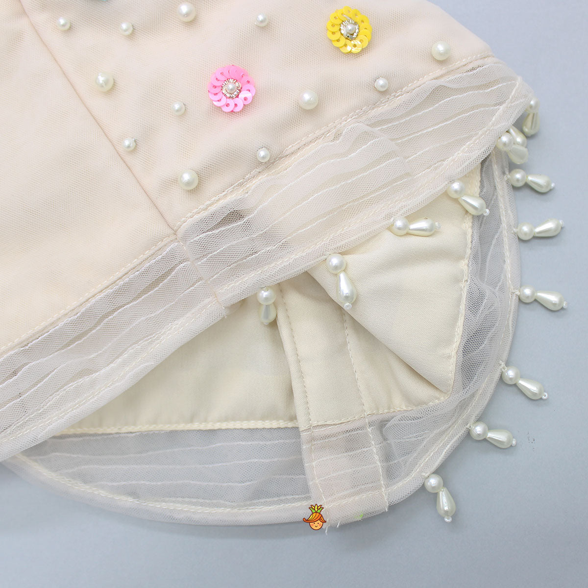 Spaghetti Straps Top And Net Embroidered Lehenga With Dual Tone Stylish Dupatta