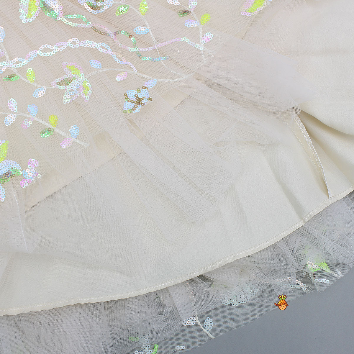 Spaghetti Straps Top And Net Embroidered Lehenga With Dual Tone Stylish Dupatta