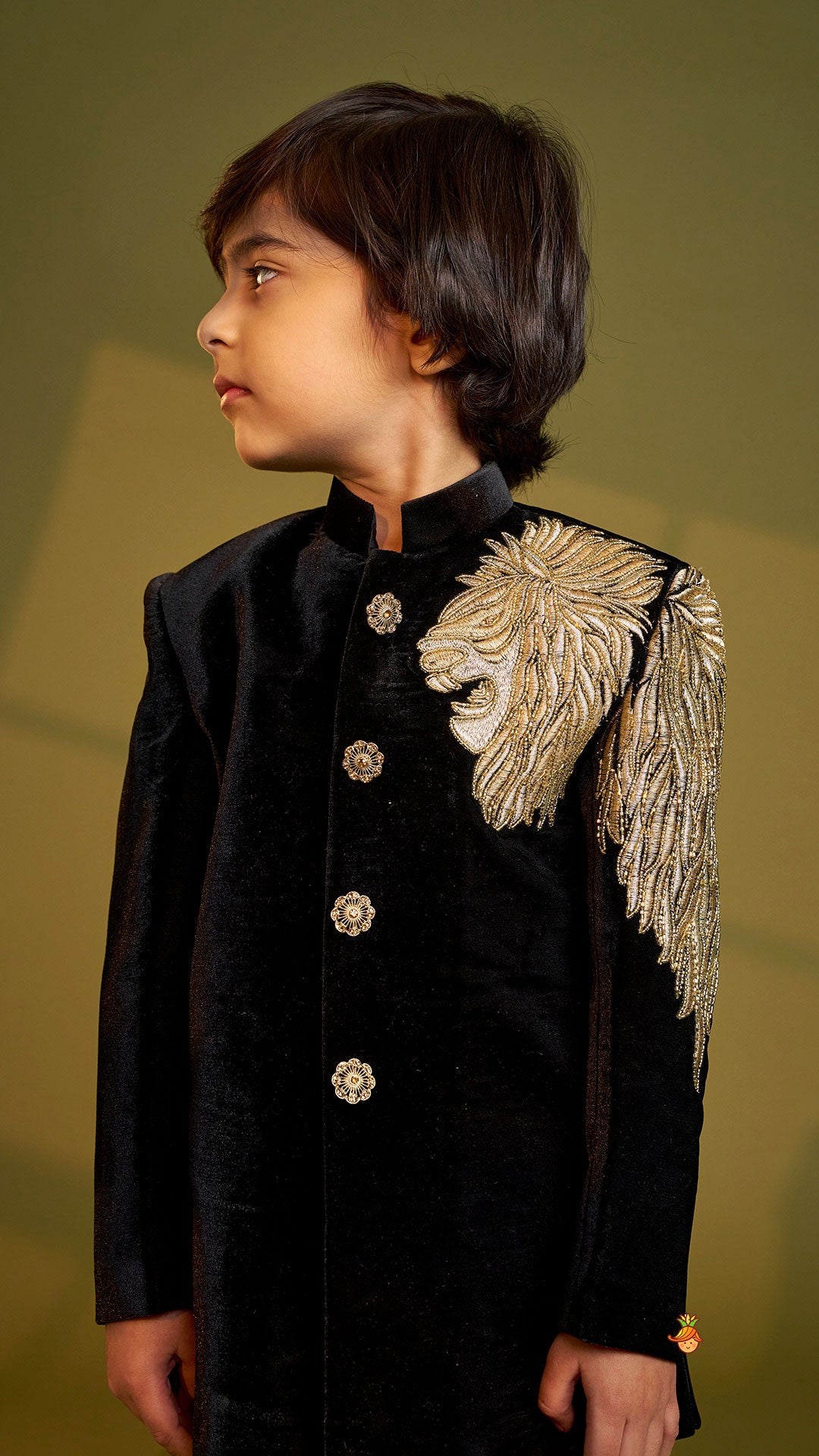 Stylish Zari Embroidered Velvet Sherwani With Pyjama