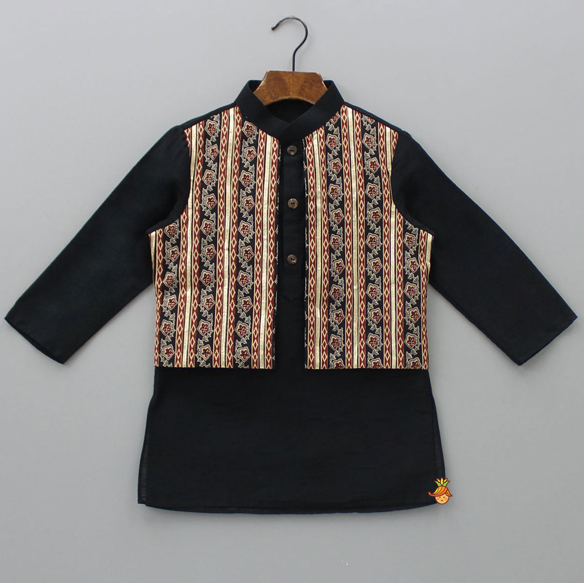 Gota Lace Detailed Jacket Style Kurta And Pyjama