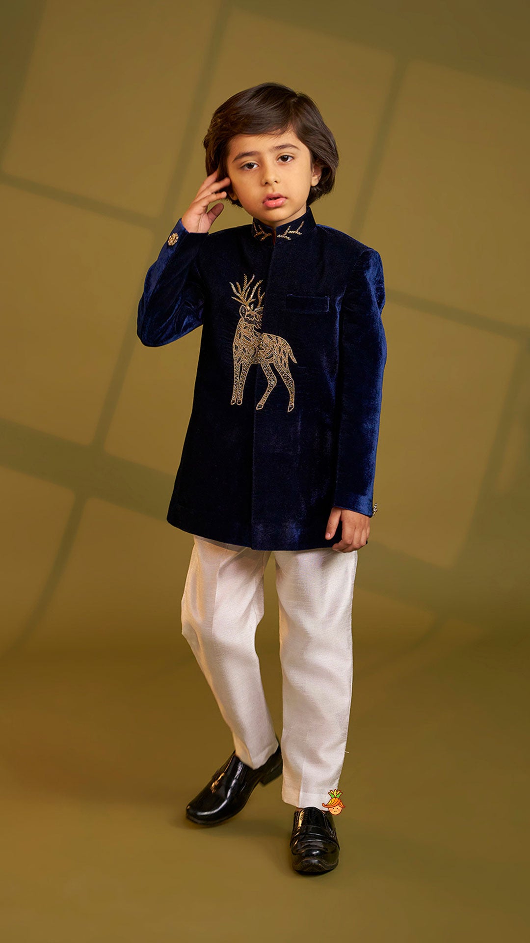 Stylish Cut Dana And Beads Embroidered Velvet Sherwani With Pyjama