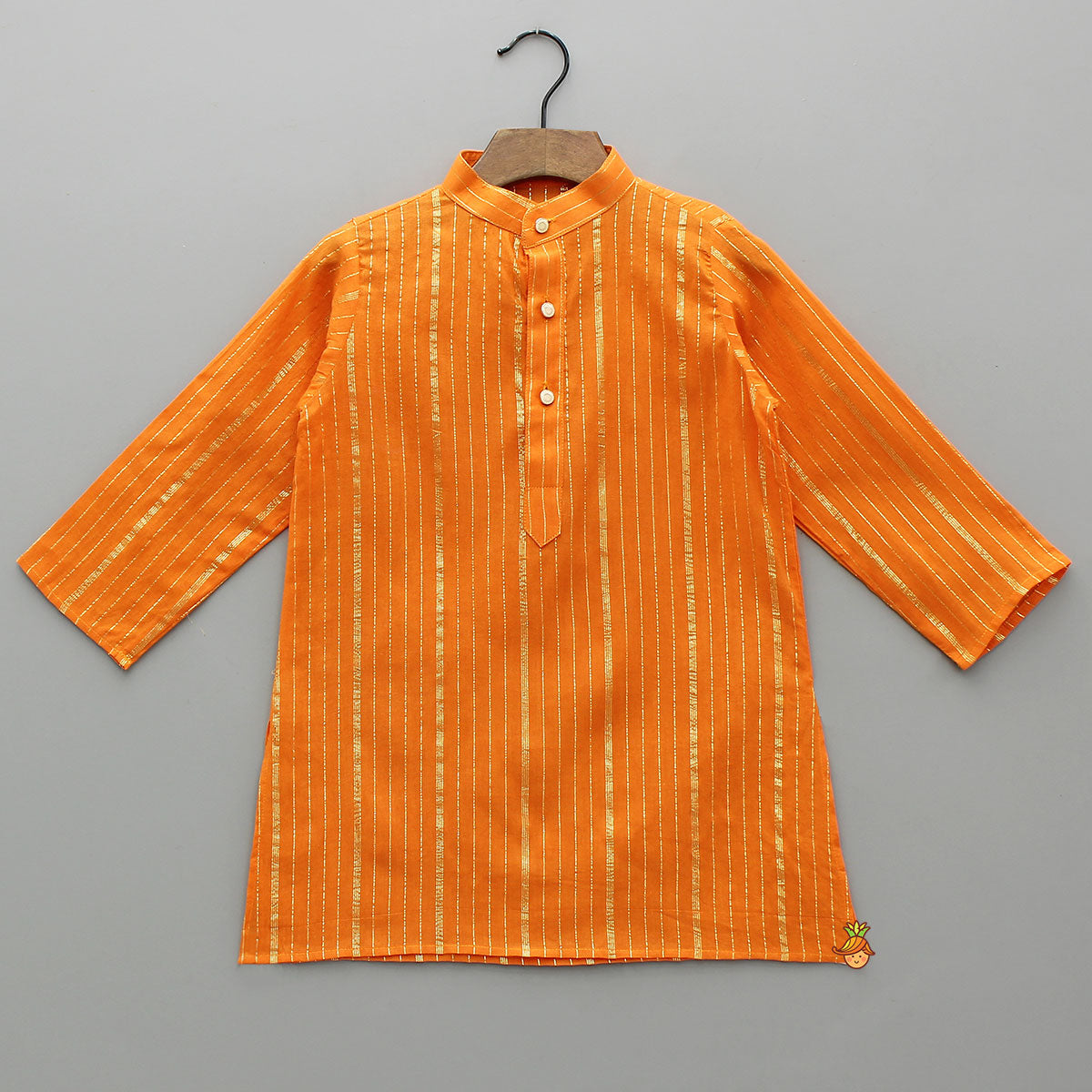 Lurex-Striped Kurta With Faux Mirror Work Jacket And Churidar