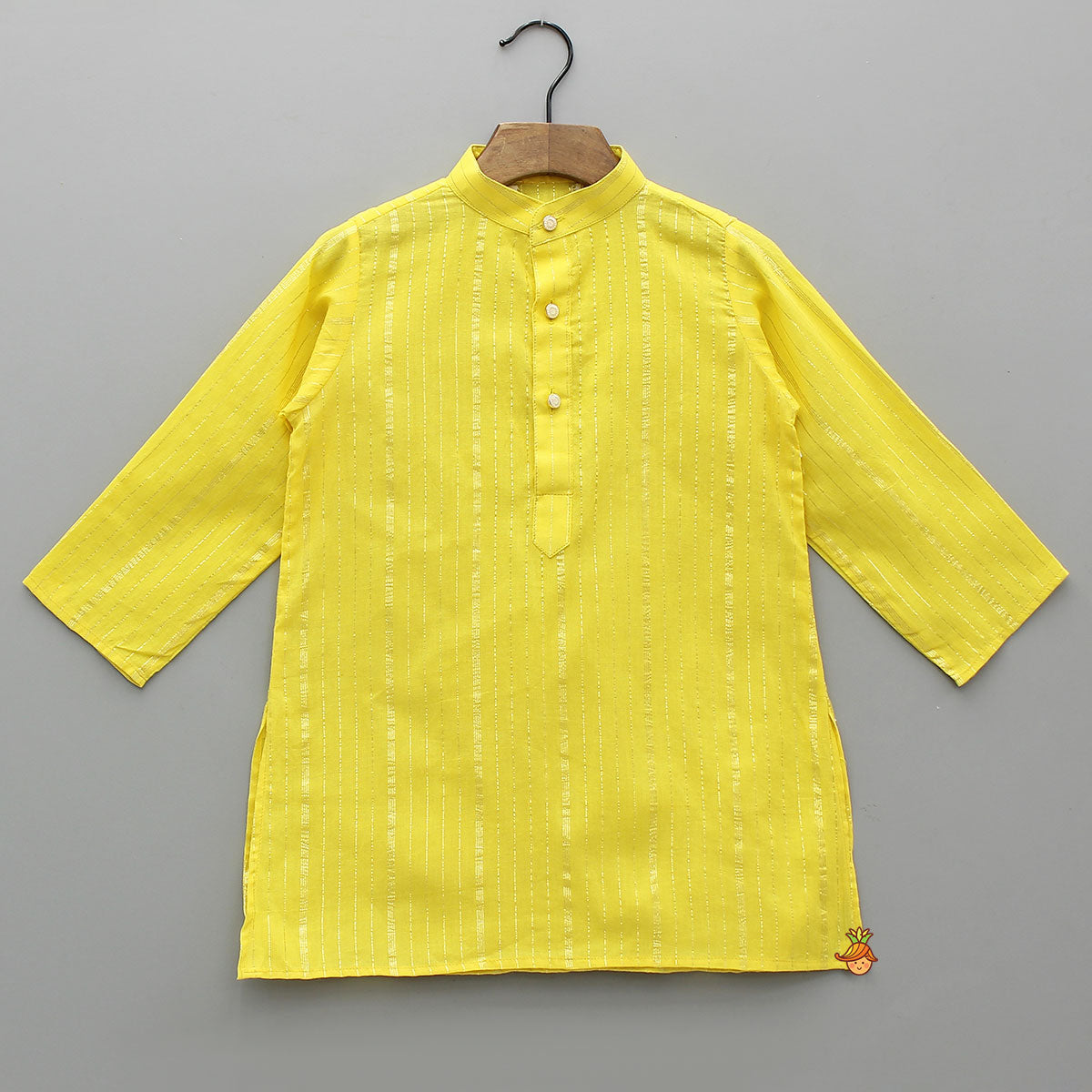 Lurex-Striped Kurta With Embroidered Jacket And Churidar