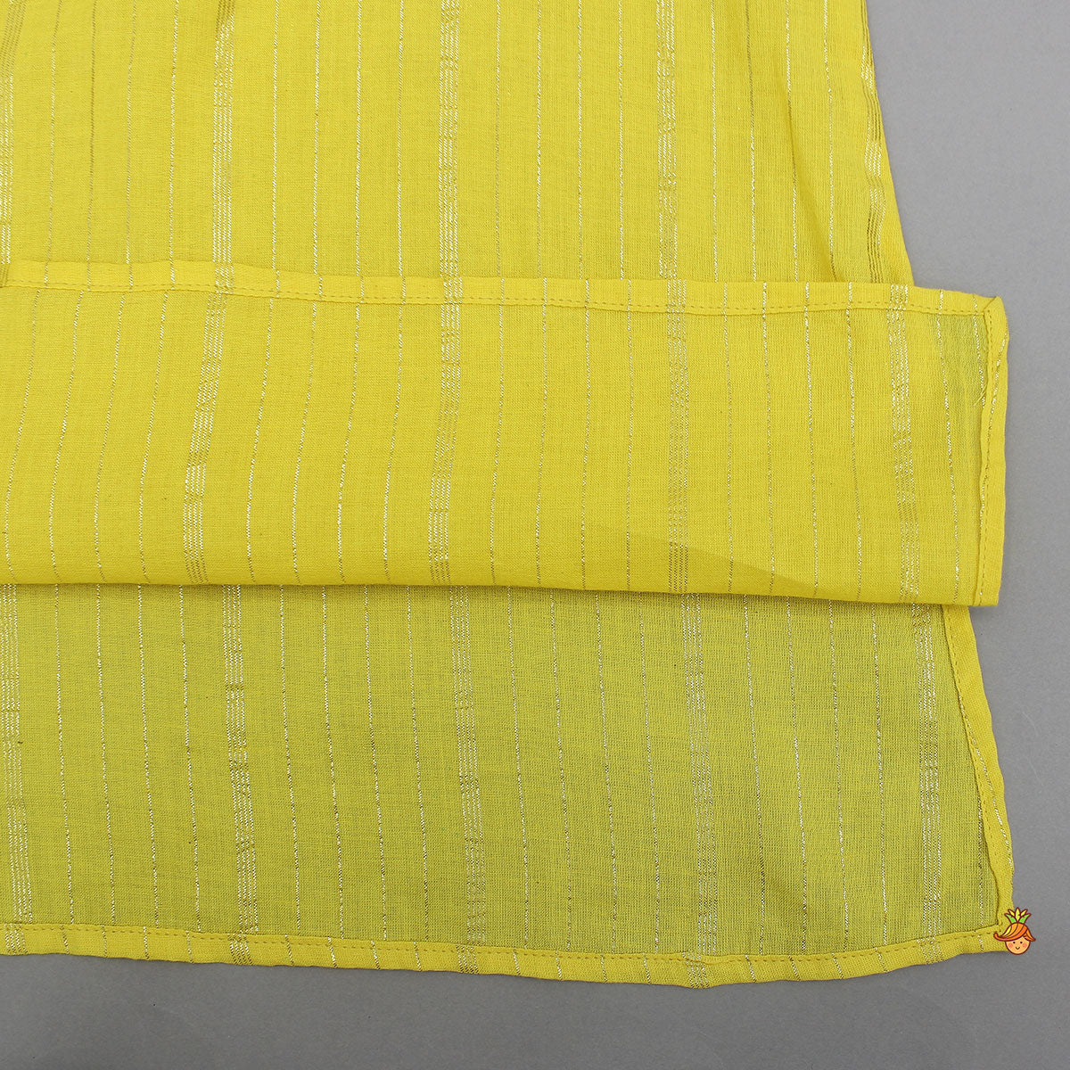 Lurex-Striped Kurta With Embroidered Jacket And Churidar