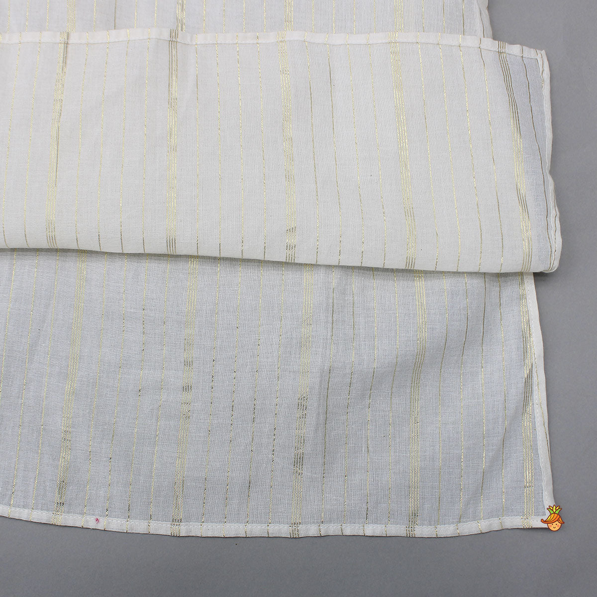 Lurex-Striped Kurta With Gota Leaf Work Jacket And Churidar