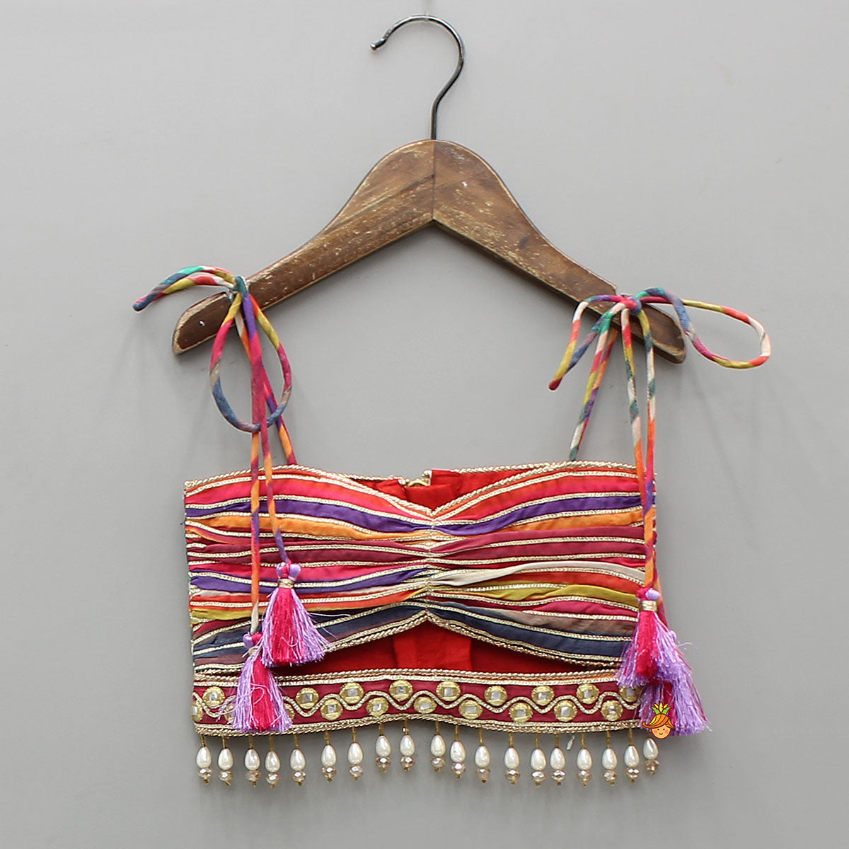 Gorgeous Striped Top With Tiered Sharara And Attached Drape Dupatta