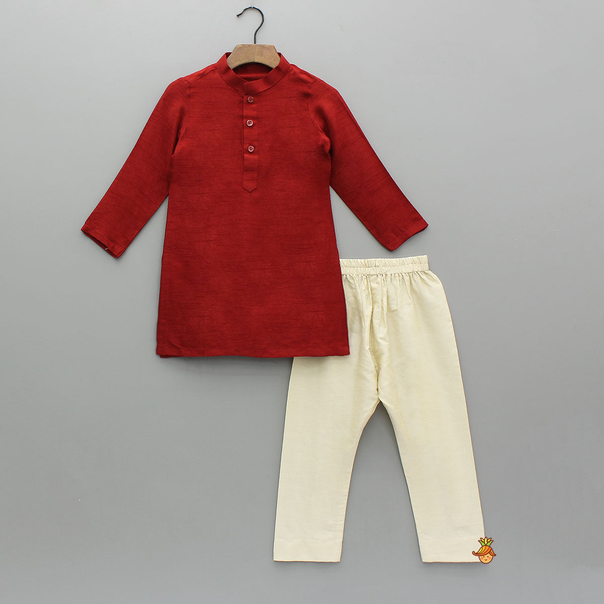 Kurta With Pocket-Detail Asymmetric Jacket And Pyjama