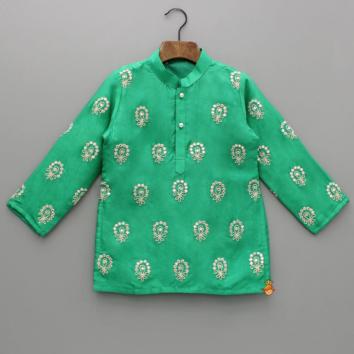 Embroidered Front-Placket Ethnic Kurta And Pyjama