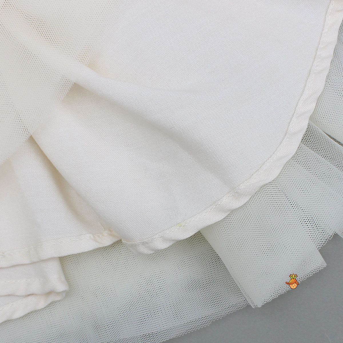Yoke Embellished Flared Dress With Headband And Matching Booties With Mittens