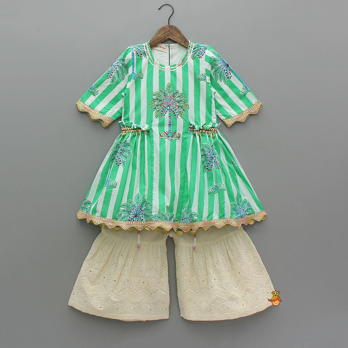 Elegant Striped Kurti With Sharara