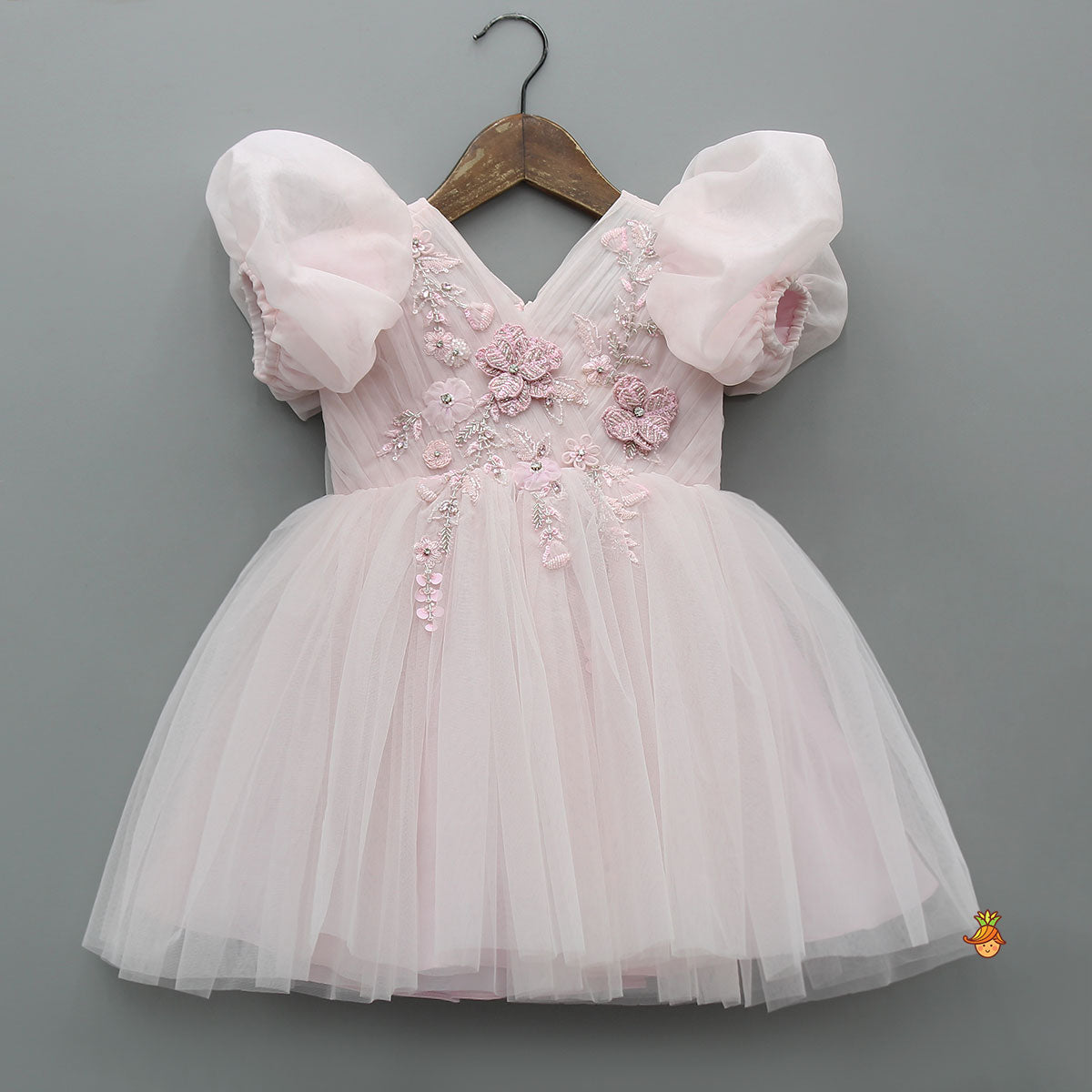 3D Flower Applique Net Dress