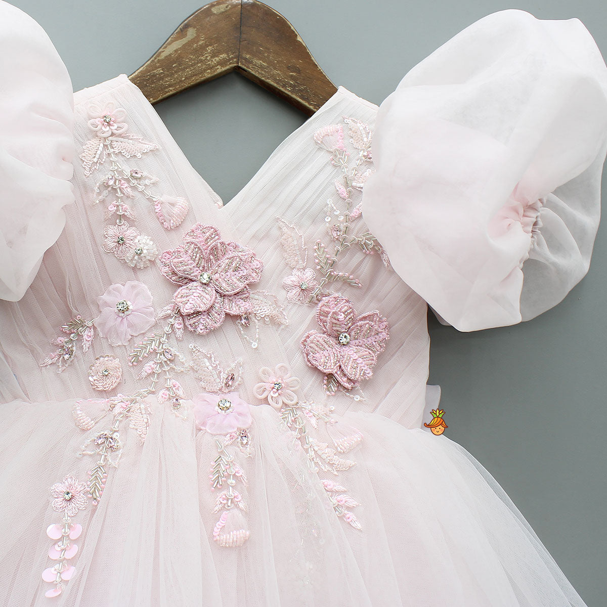 3D Flower Applique Net Dress