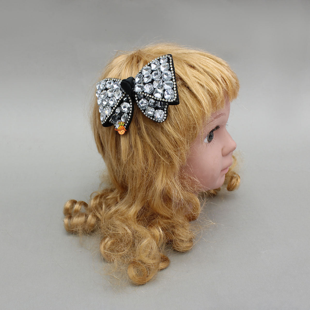 Glass Crystal Beads Embellished Bow Hair Clip