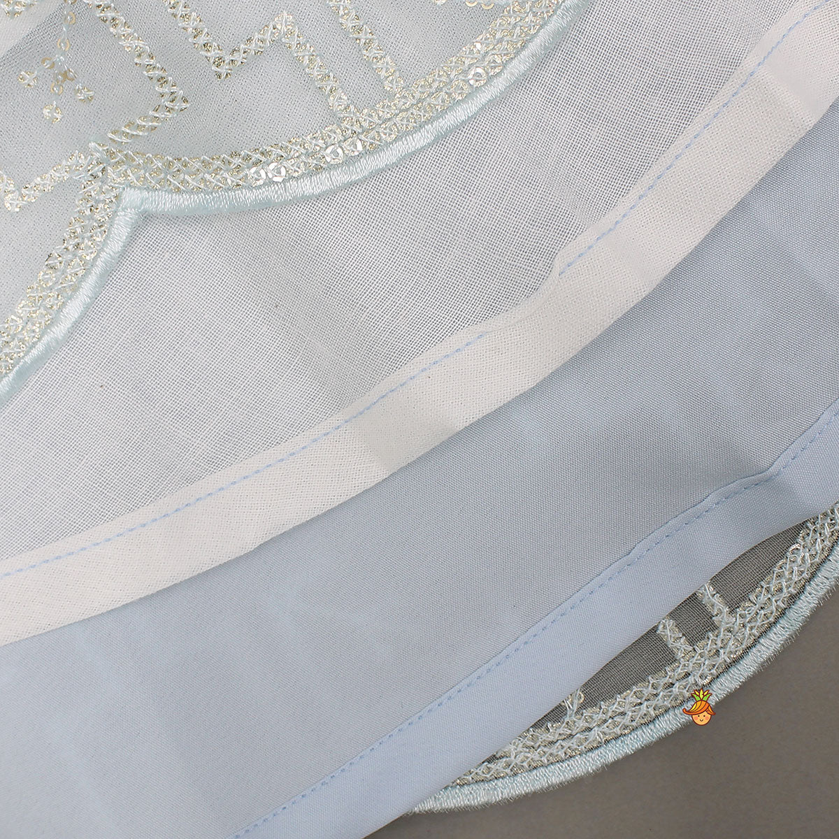 Organza Crop Top And Lehenga With Bow Hair Clip