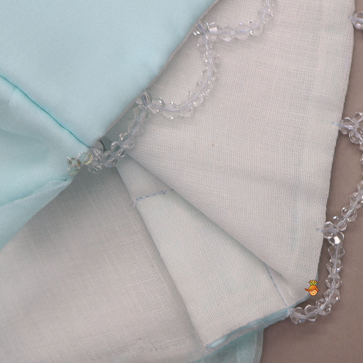 Organza Crop Top And Lehenga With Bow Hair Clip