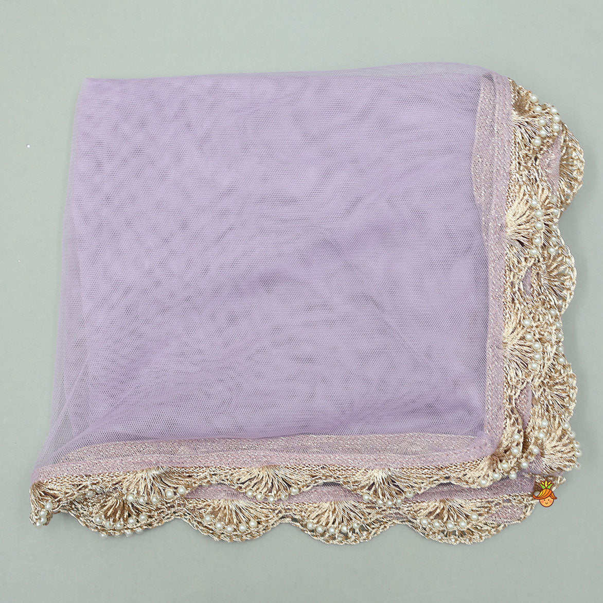 Embroidered Stylish Hem Shimmery Top And Pleated Lehenga With Net Dupatta